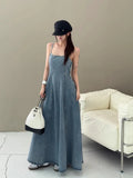 KYLETHOMASW  -  2025 Retro Style Backless Denim Camisole Dress Women Summer New Design That Accentuates Slim Elongated Silhouette