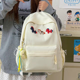 KYLETHOMASW  -  Kawaii Style Animal Embroidery Backpack Girls Multi Pocket Casual Outdoor Travel School Bag New Trend Book Back Packs