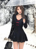 KYLETHOMASW  -  Sweet Lace Womens Dresses Elegant Flare Long Sleeves Evening Party Mini Dress Slim Waist Casual Vestidos Mujer Female Clothing