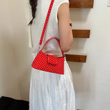KYLETHOMASW  -  Women Sweet Polka Dot Patent Leather Underarm Bag Small Flap Design Single Short Handle Shoulder Bags Cute Daily Dating Handbags