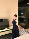 KYLETHOMASW  -  2025 Backless Cross Hanging Neck Dress Women Summer Pure Desire To Tuck in Waist Swing Long Design A-line Vestidos