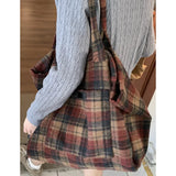 KYLETHOMASW  -  Contrast Color Plaid Preppy Casual Women's Handbags Grunge All Match High-capacity Shoulder Underarm Bag Y2k Aesthetic Tote Bags