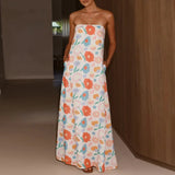KYLETHOMASW  -  Elegant Graphic Banquet Party Dress Chic Spring Hollow Backless Long Dress Ladies Fashion One Shoulder Swing A-line Dress
