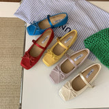 KYLETHOMASW  -  Woman 2025 Shallow Mouth Grandma Shoes Female Footwear Soft Bow-Knot Square Toe Elegant Ballet Dress Butterfly New