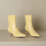 KYLETHOMASW  -  Real cow leather women ankle boots low thin heel pointed toe booties