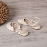 KYLETHOMASW  -  cover toe cross band gladiator sandals women japanned leather ankle strap sandalias mujer low heel summer shoes for woman