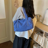KYLETHOMASW  -  Women Canvas Washed Boston Tote Bag Solid Color Daily Commute Shoulder Crossbody Bags New Trend Fashion Handbags and Purses