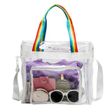 KYLETHOMASW  -  Women Clear Shoulder Bag Waterproof Transparent Tote Handbag Large Capacity Casual Crossbody Bag Summer Fitness Handbag