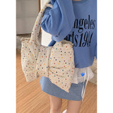 KYLETHOMASW  -  Sweet Polka Dot Bow Bag for Women New Korean Canvas Large Capacity Tote Rossbody Bags