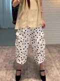 KYLETHOMASW  -  Summer Women Polka Dot Print Wide Leg Barrel Shorts Loose Casual Baggy Denim Pants Streetwear Fashion Trousers