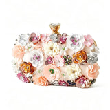 KYLETHOMASW  -  3d Floral Rhinestone Clutch Bag Handmade Sequins Flower Hard Case Bag Metal Chain Strap Wedding Prom Party Women Formal Handbag