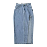 KYLETHOMASW  -  Summer Midi Skirts Vintage Clothes Sexy Skirts For Women Blue Jeans Skirt High Waisted Denim Skirt Split Thigh Denim Skirt