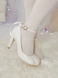KYLETHOMASW  -  Spring/Summer New Women's Black Leather Round Toe Kitten Paw High Heels Design Bowknot Buckle Stiletto Sweet Lolita Style Pumps