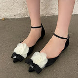 Kylethomasw Flowers Mary Jane Sandals Women Summer Pointed Toe Slingback Flats Elegant Mules Sandals for Girls Sandalias De Mujer