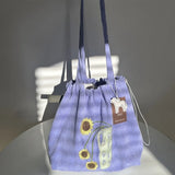 KYLETHOMASW  -  Streetwear Flower Embroidery All Match Underarm Bag Y2k Aesthetic Drawstring Vintage Shoulder Bags Pleated Women Casual Handbags