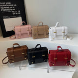 KYLETHOMASW  -  Ladies Fashionable PU Leather Square Box Bag Urban Simple Style Shoulder Crossbody Bag Daily Match Soft Hardness Zipper Opening