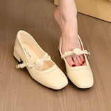 KYLETHOMASW  -  Floral Rose Women Mary Jane Shoes Fashion Buckle Strap Thick Heel Shoes Ladies Elegant Daily Wedding Leather Dress Pumps