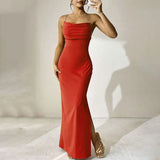 KYLETHOMASW  -  Women's Dresses Spring Summer New Streetwear Fashion Chain Split Maxi Dresses Solid Sexy Backless Sleeveless Lady Dress Clothing