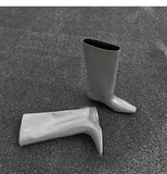 KYLETHOMASW  -  Cowhide Zapatos De Mujer Autumn and Winter New Simple Square Head Low Heel Boots  Sleeve Boots for Women Hot Selling