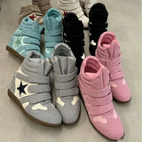 KYLETHOMASW  -  Trend Wedge Women's Sneakers Hidden Heel 7CM High Top Star Rivet Decor Suede Women's Shoes Velcro Platform Casual Women's Boots