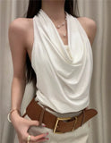 KYLETHOMASW  -  Sexy Knitted Backless Vest Women's Summer Design Unique Knot Exposure Back Outerwear Cotton Polyester Blend Breathable