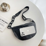 Kylethomasw Soft PU Leather Waist Bag Women Quality Fanny Pack Thick Chain Shoulder Crossbody Chest Bag Fashion Belt Bags Purses Waist Packs