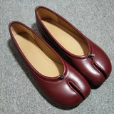 KYLETHOMASW  -  Comfortable Classic Women's Ballet Flat Shoes Tabi Split-Toe Rubber Upgraded Leather Insole Versatile Cute Pig's Hoof Shoes