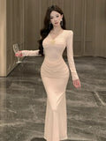 KYLETHOMASW  -  Spring Autumn Luxury Long Sleeve Maxi Mermaid Dress Women Romantic Lace Bodycon Robe Evening Gown Mujer Lady Vestidos Fiesta New
