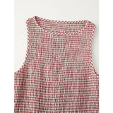 KYLETHOMASW  -  Summer Women O Neck Sleeveless Fit And Flare Long Plaid Dresses Casual Maxi Vestidos