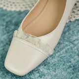 Kylethomasw  -  Women's genuine leather square toe slip-on ballet flats soft comfortable casual female espadrilles lace sweet female ballerinas