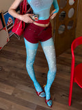 KYLETHOMASW  - Y2K Millennium Hot Girl Dopamine Blue Polka Dot Stockings Summer Sun Protection Dot Printed Stockings Ins Korean Style Pantyhose