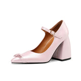 KYLETHOMASW  -  Shoes High Heels Pointed Toe Sandals Ladies Shallow Mouth Latest Spikes Black African Beige Spring Big Block Block Heels Fo