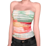 KYLETHOMASW  -  Y2K Spicy Girl Sexy Shell Print Off Shoulder Slim Fit Chest Hugging Vest Street Vacation Style Tight Fitting Versatile Top