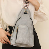KYLETHOMASW  -  Retro PU Leather Satchel Bag Women's Solid Color Shoulder Bag Multi Pocket Casual Chest Bag Ladies All-Match Crossbody Bags