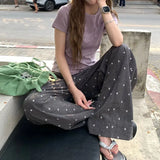 KYLETHOMASW  -  2025 Summer Hot Retro Internet Celebrity Korean New Straight Tube Loose Wave Embroidery Casual Pants Trend