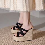 Kylethomasw Size 32-39 2024 Summer New Open Toe Sandals Women High Heel Wedge Platform Beach Sandals Shoes