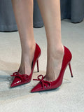 KYLETHOMASW  -  New Summer Pointed Toe Women High Heels Fashion Shallow Female Bowknot Pumps Footwear Ladies Mid Heels Sandals 362