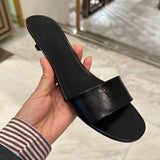 Kylethomasw Summer Square Low Heel Women Sandals New Round Head Sexy Banquet Backless Dress Party Slides Women Pumps Zapatos De Mujer
