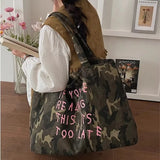 KYLETHOMASW  -  High-capacity Letter Print Shoulder Handbags Vintage Office Lady Y2k Aesthetic Underarm Bag All Match Women Shopping Tote Bags