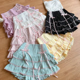 KYLETHOMASW  - Japanese Kawaii Lolita Style Pleated Skirts Women High Waist Pink Bandage Fairy Y2k Aesthetic Short Skirt Cute Fashion