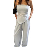 KYLETHOMASW  -  Women's Solid Color Sleeveless Tube Top Trousers Set Women's Sexy Casual Two-piece Set