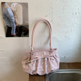 KYLETHOMASW  -  Women's Small Polka Dot Ruched Bow Shoulder Bag Sweet Retro Aesthetic Daily Dating Shopping Underarm Bag New Trend Handbags
