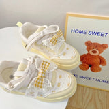 KYLETHOMASW  -  New Women Students Sneakers Fashion Cute Ladies Causal Shoes School Patchwork Non-slip Women's Sports Shoes with Bowknot