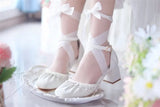 KYLETHOMASW  -  Elegant Summer Original Lolita Ruffle Edge Pearl Edge Women's Shoes Thick Heel Sandals Versatile Daily Japanese Lo Shoes Women