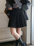 KYLETHOMASW  -   Woolen Slim Pleated Skirts Chic Women A-Line Preppy Style 2024 Casual High Waist Autumn Loose New Casual All Match