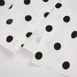 KYLETHOMASW  -  Polka dot short sleeved breasted shirt design with a cinched waist and tie, light and mature satin short commuter top