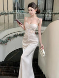 KYLETHOMASW  -  Fashion Women Evening Gown Fake 2-Piece Lace Sexy Chest Wrapped Bodycon Maxi Long Dress Elegant Lady Holiday Party Robe Vestidos