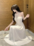 KYLETHOMASW  -  French Elegant High-end Long Evening Gown New Women Backless Diamond-Encrusted Pleated Party Dress Sexy Luxury Fashion Clothing