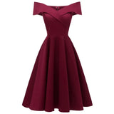 KYLETHOMASW  -  New Vintage Women Summer Dresses Off Shoulder V-Neck Retro 50s 60s Elegant Dress Sexy Rockabilly Party Dress Midi Vestidos