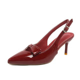 KYLETHOMASW  -  New Design Backless Bow Women High Heels Sexy Pointed Thin Heel Stripper Plus Size 35-43